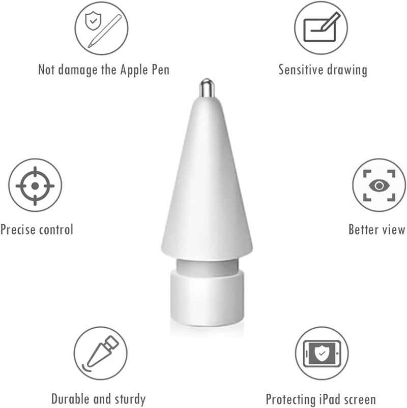 SIXFU 6 PCS Replacement Pencil Tips for Apple Pencil, Durable iPencil Tip Nibs Accessories for iPad Pro/Apple Pencil Pro/USB-C/ 1st Gen/ 2nd Generation (Medium Length) - Image 4